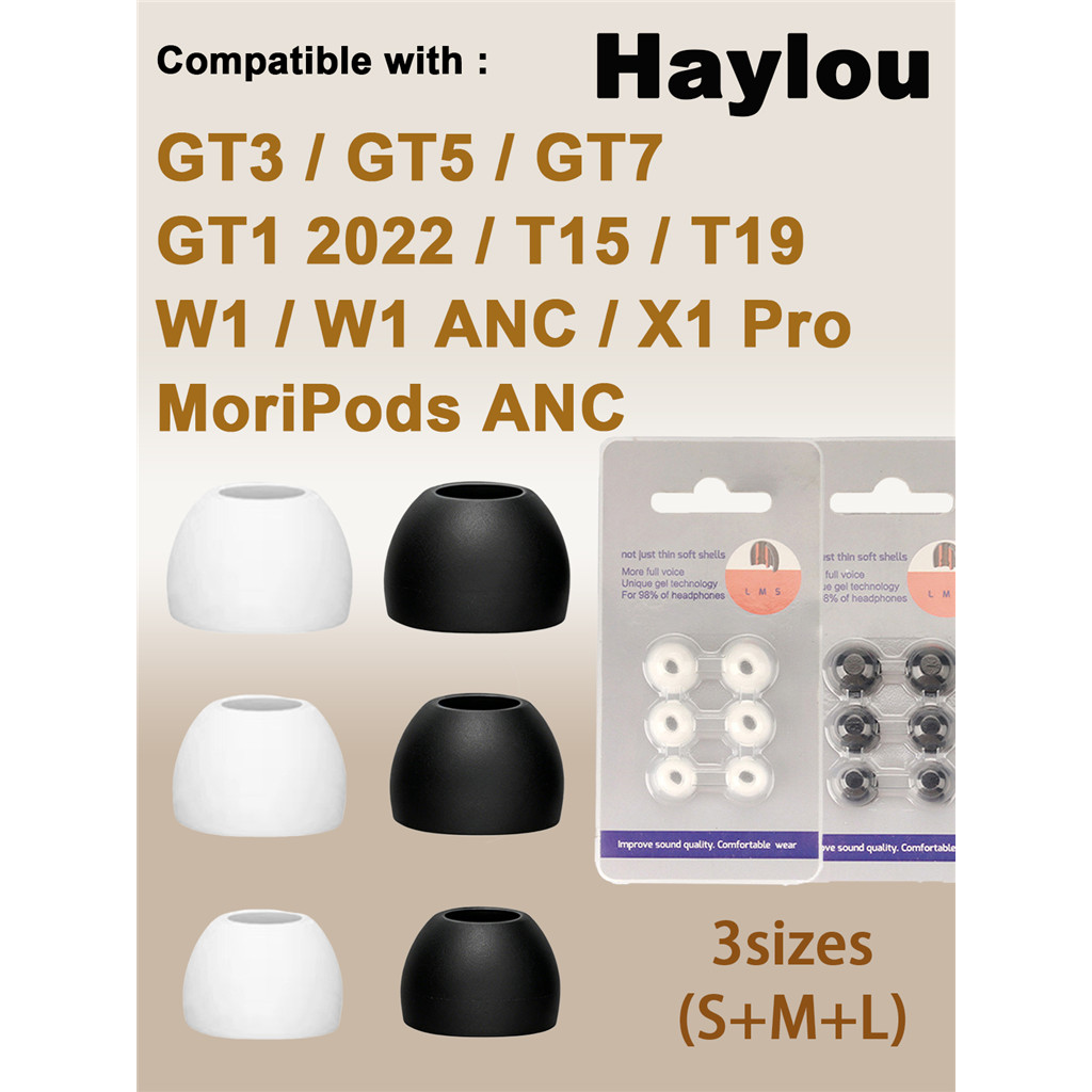 6 Đầu Tai Silicon Tương Thích Với Haylou GT3 GT5 GT7 T15 T19 W1 W1 ANC X1 Pro MoriPods ANC GT1 2022 