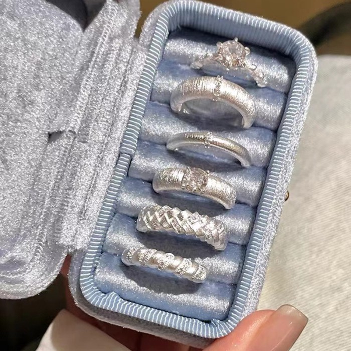 Ngôi Nhà Đẹp Nhẫn Bạc 925 Nhẫn Nữ Hàn Quốc Nhẫn Bạc 925 Nữ Phong Cách Trung Cổ Zircon Đồng Bằng Nhẫn