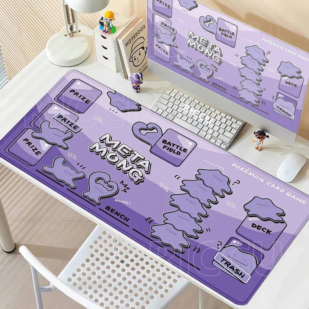 600x350mm Ditto Series DIY Single Player Battle Card Playmat Hoạt Hình Pokémon Khâu Edge Cao Su Game
