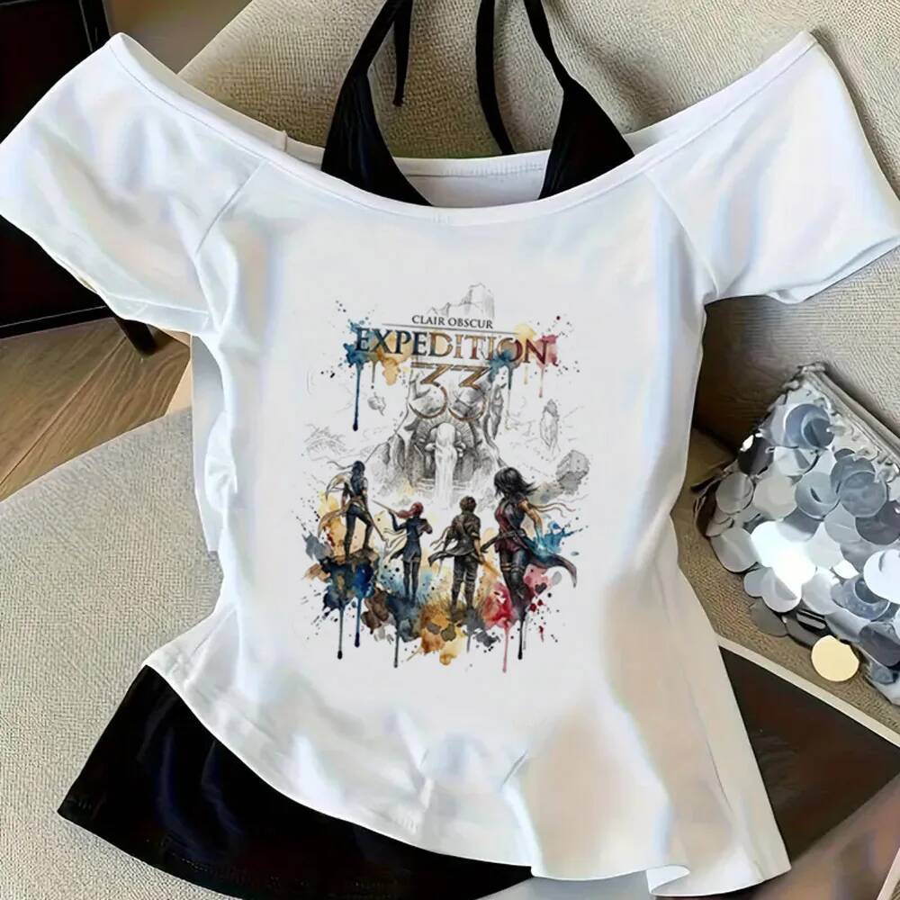 Thám hiểm 33 crop top cô gái Goth harajuku meme ngộ nghĩnh áo thun 2000 Goth thay thế manga giá rẻ