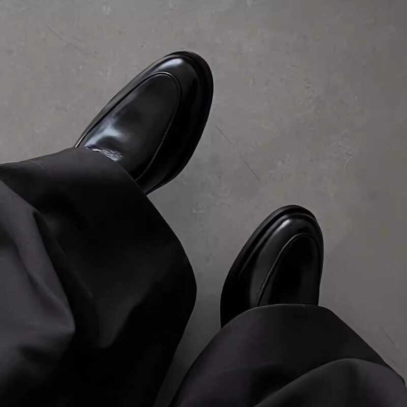 Giày Loafer Moccasin Nam Thời Trang Thu/Đông 2026, Kiểu Derby Công Sở Mới, Màu Đen Bóng, Thích Hợp Đ