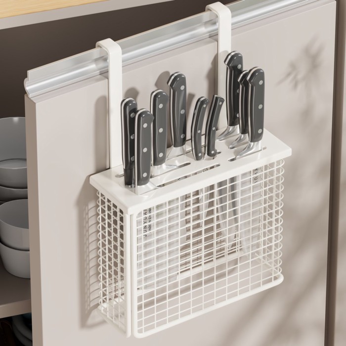 🌈 Knife Holder Kitchen Supplies Punch-free Cabinet Door Hanger Multi-functional Knife Holder Stora