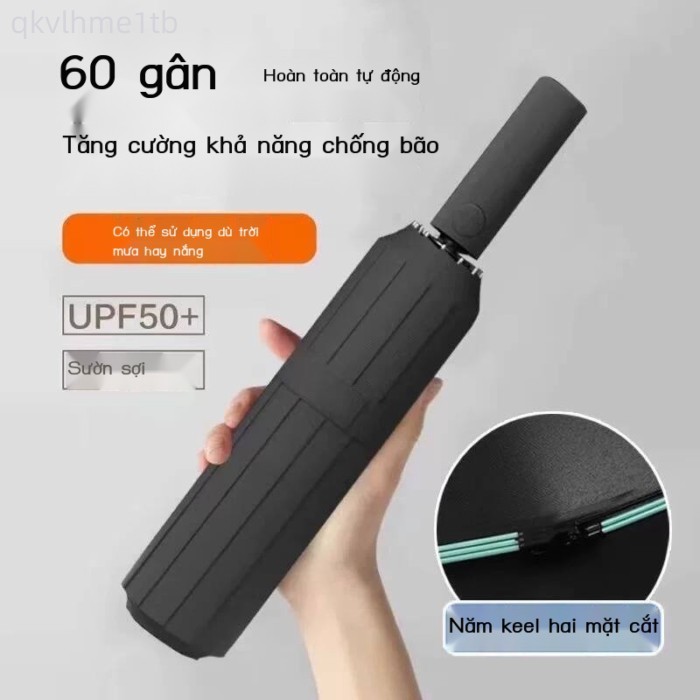 (Giá Hủy Diệt) Ô tự động 60 nan phụ nữ, sử dụng kép nắng và mưa, che nắng, bảo vệ UV, ô dù cho nam,