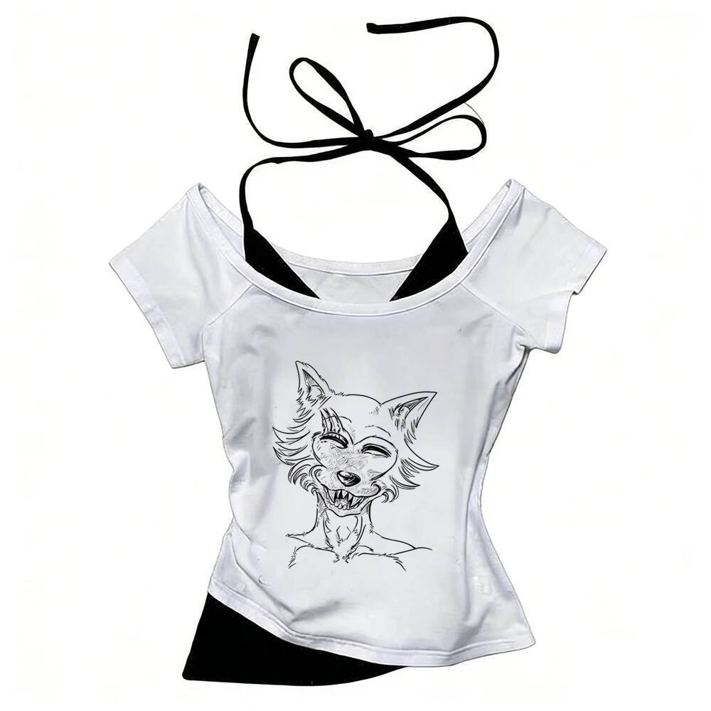 Beastars crop top nữ emo y2k manga ngộ nghĩnh baddie áo thun y2k dễ thương jojifuku ngộ nghĩnh