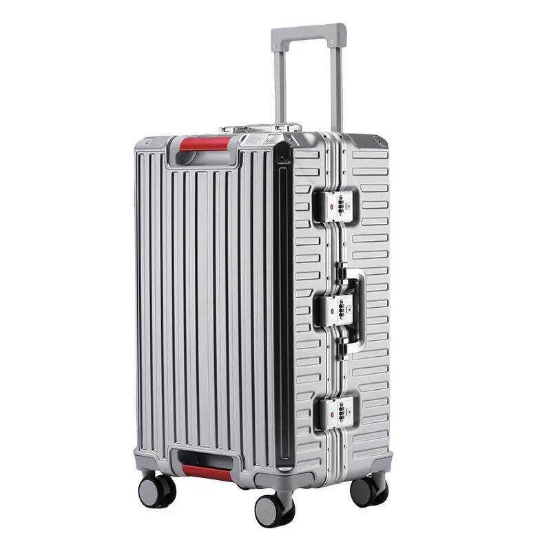 Vali du lịch đa năng khung nhôm 5 bánh xe, kích thước lớn 22-28 inch, chia 3:7