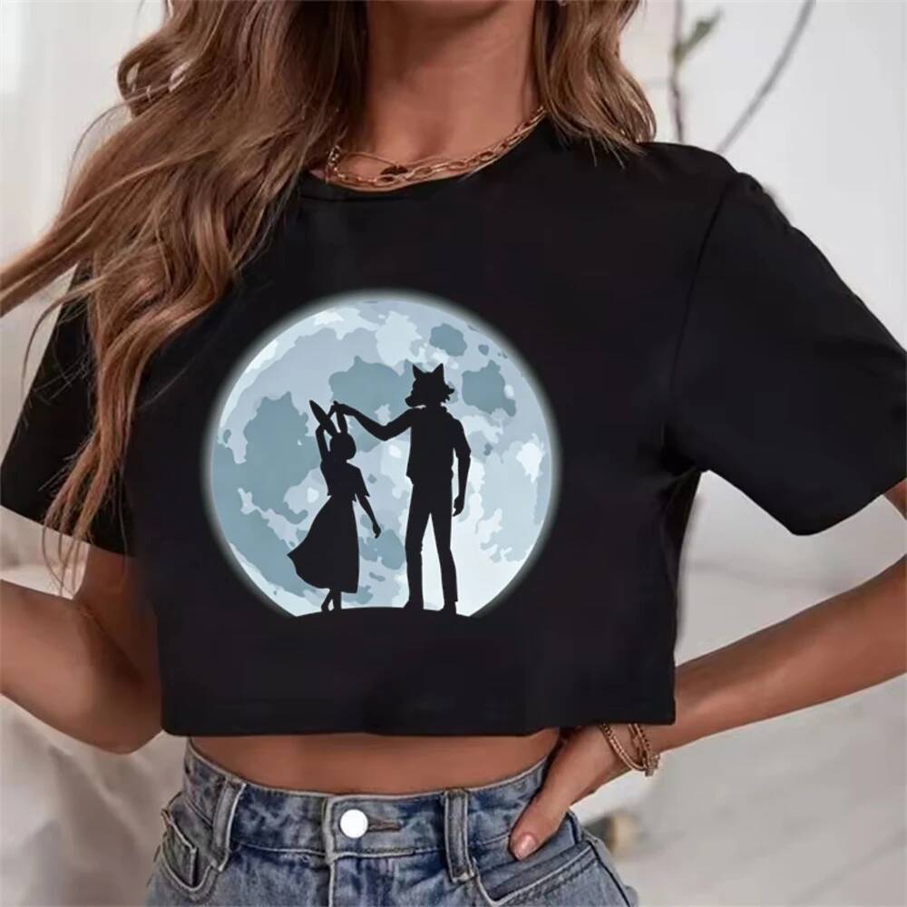 Beastars crop top girl harajuku kawaii gyaru ngộ nghĩnh gothic Top Tee gyaru Đảng