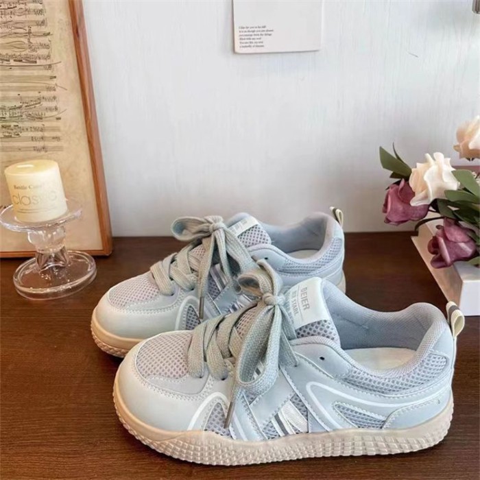 Korean Version Of Ultra-light Sports Shoes Thick Sole Heightening Casual White Shoes Summer Mesh Ve