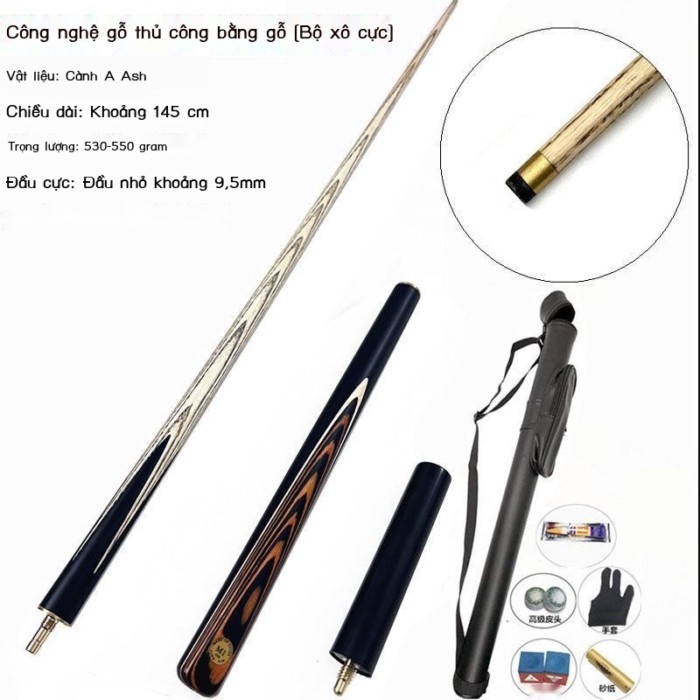 9,5mm đầu nhỏ Anh của Anh BIMLIARD Câu lạc bộ Snooker Black Eight Ash Table Table Club Club Club Clu