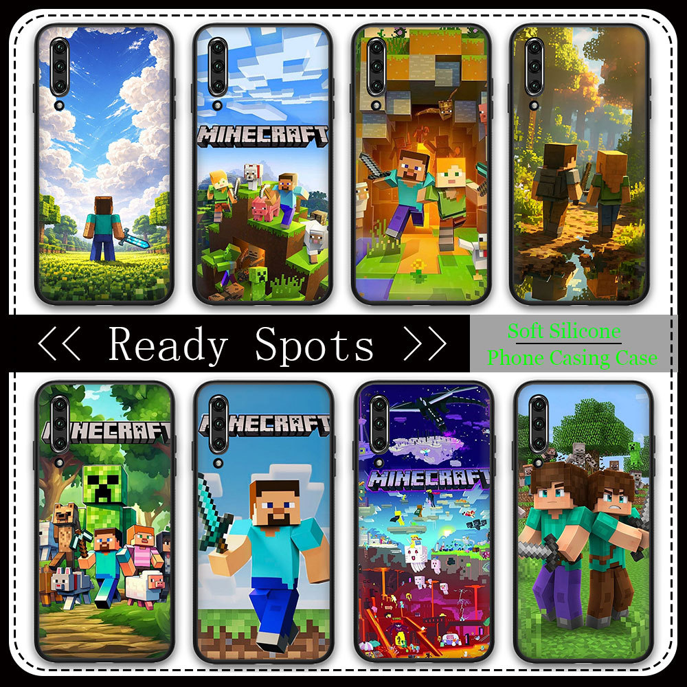 OPPO F5 F7 F9 F9Pro F11 F11Pro F19 F19S F19Pro A7X A9x A73 A94 4G Vỏ TPU Màu Đen Mềm 5N3L Minecraft 
