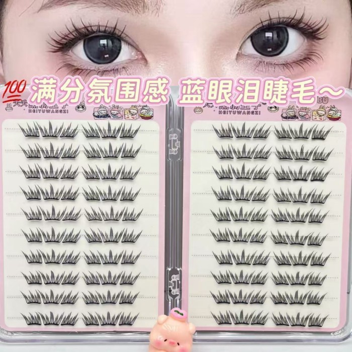 Không Keo 20 Hàng Mùa Hè Nước Mắt Xanh Sản Phẩm Mới Lông Mi Giả Cụm Đơn Uốn Mảnh Nhỏ Phân Đoạn Lông 