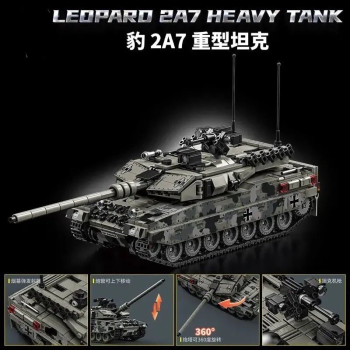 Mẫu Leopard 2A7 xe tăng chiến đấu chủ lực lắp ráp đồ chơi giáo dục quà tặng sinh nhật cho bé trai v