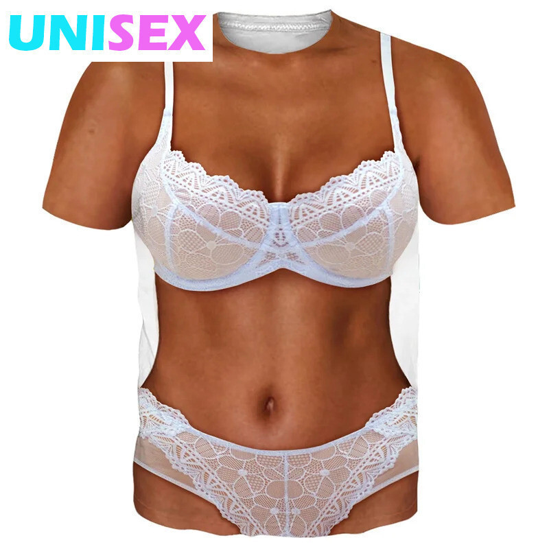 Ngon nghĩnh Bikini Đồ Họa cho Nam với Áo Thun Tay Ngắn In 3D Giả Cơ Bắp ABS