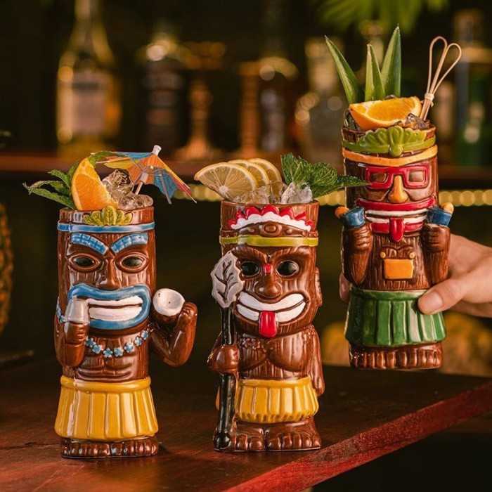 Hàng sẵn có ~ Bar Hawaii Tiki Glass Độc đáo Tiki Creative Cocktail Glass Gốm sứ Thủy tinh Zombie Coc