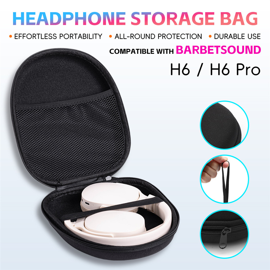 Tương thích với hộp đựng tai nghe BarbetSound H6 / H6 Pro màu đen có túi lưới cho phòng tập thể dục 