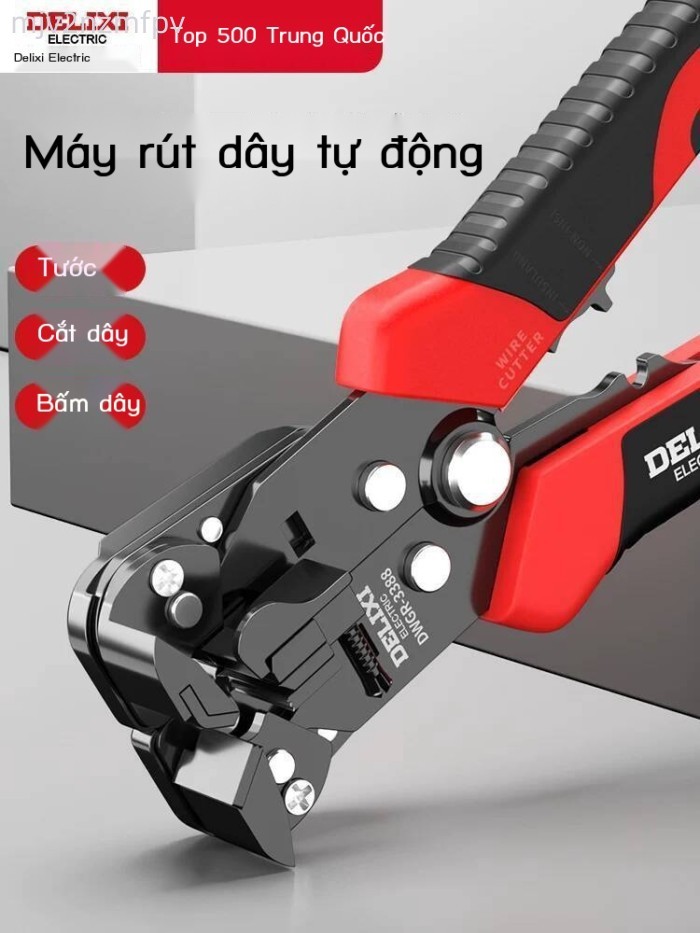 (Date mới) Kìm tự động Delixi, chuyên cho thợ điện, dụng cụ cắt và tuốt dây chức năng, kìm bấm cos