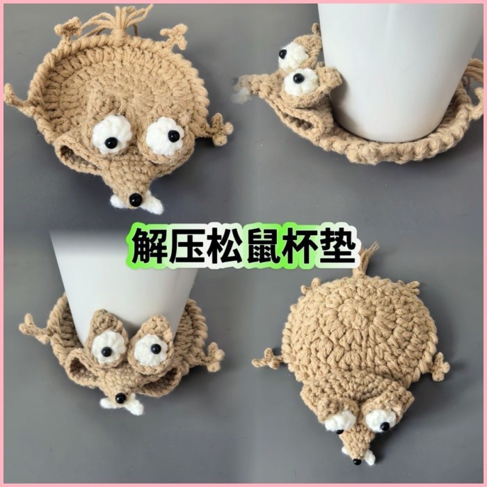 Giải Nén Sóc Coaster Móc Len Coaster Coaster Tay Đan Động Vật Coaster