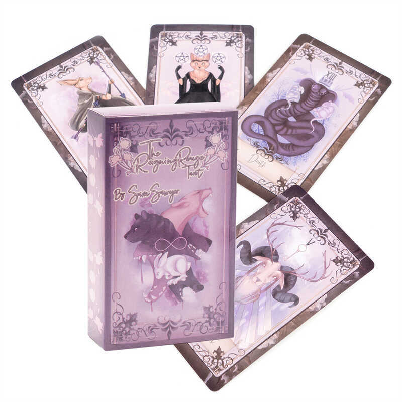 12X7 Hoa Hồng Thẩm Mỹ Vương Miện Tarot Tím Đỏ Tarot trị vì rouge Tarot