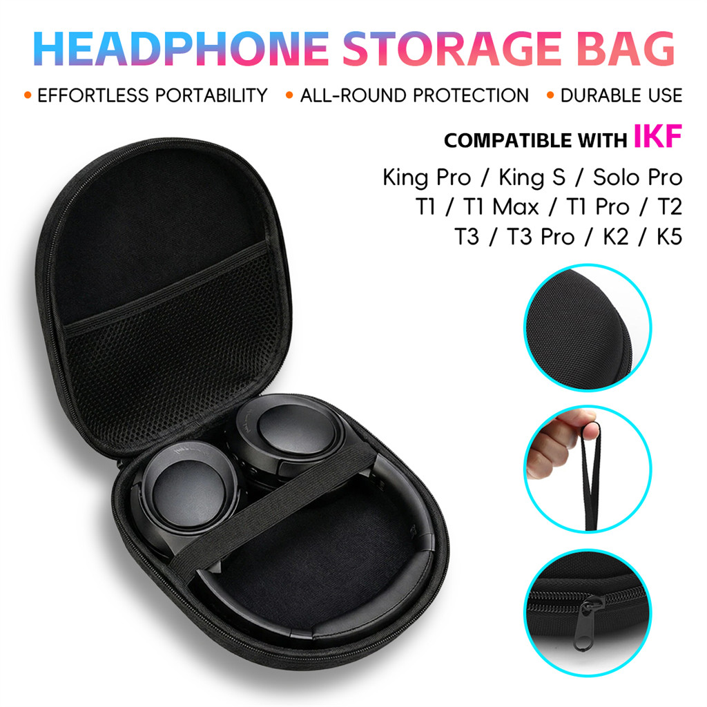 Tương thích với iKF K2 K5 King S Solo T1 Max T2 T3 Pro FM Rona Hộp đựng tai nghe màu đen có túi lưới