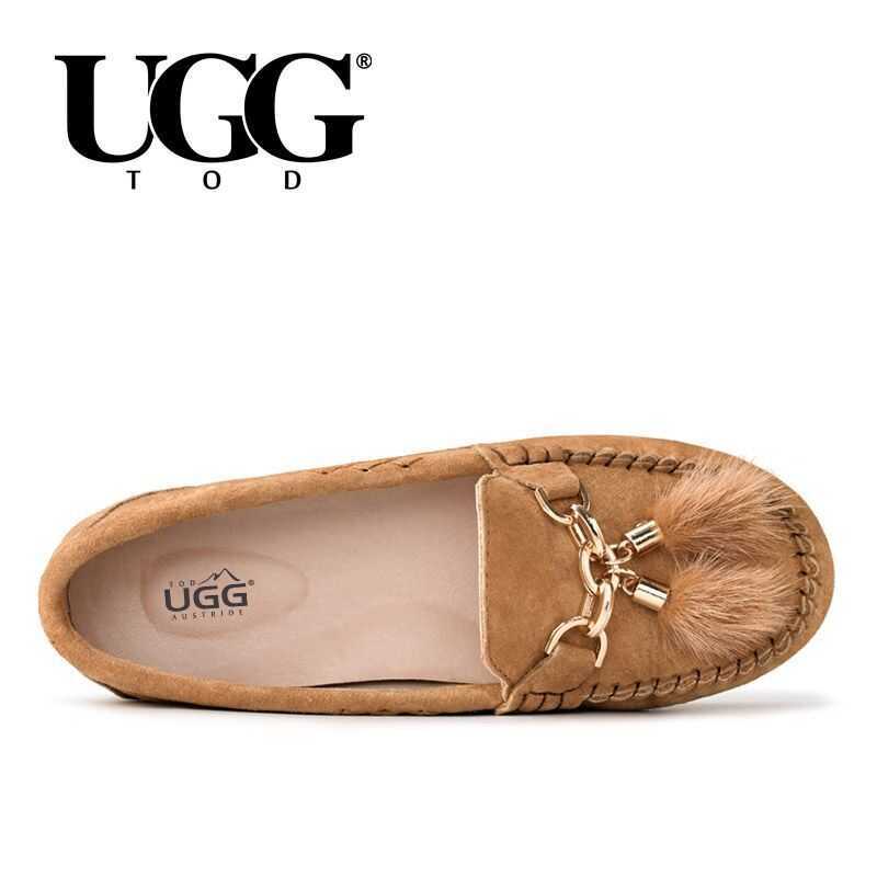 TOD UGG Loafer Nữ Mới Mùa Xuân Thu, Bệt Slip-On, Đế Cho Bà Bầu, Giày Moccasin Da Mềm