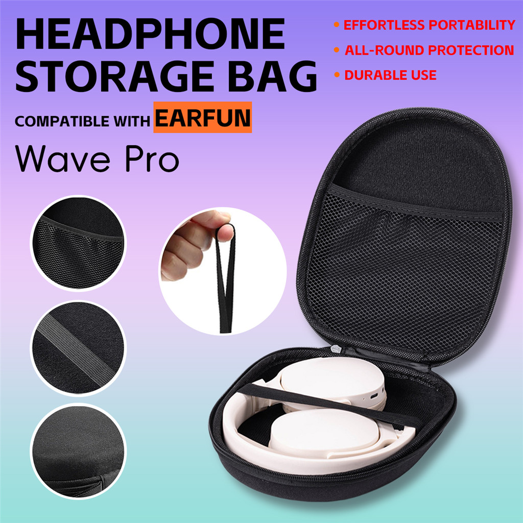 Tương thích với tai nghe EVA màu đen EarFun Wave Pro Hộp đựng di động có túi lưới