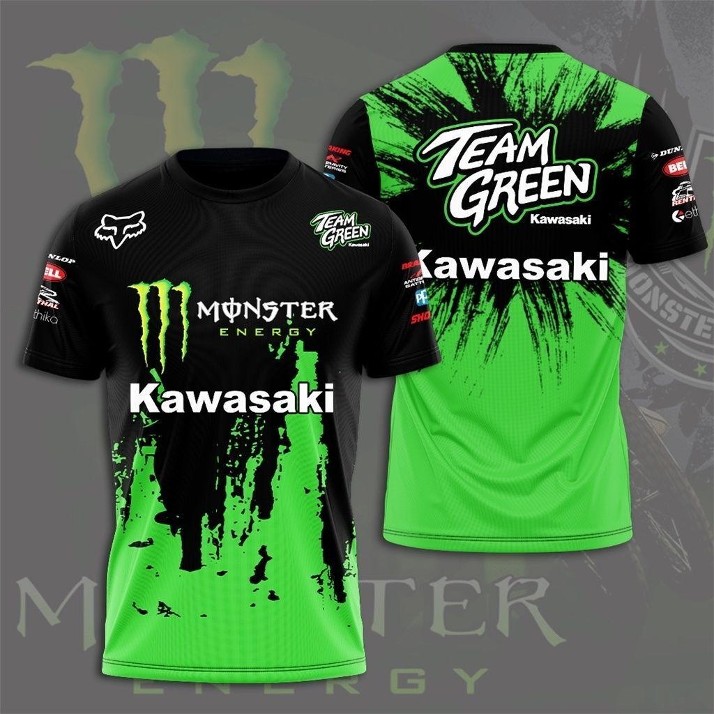 Xe Máy Kawasaki Racing Team 3D In Áo Thun Nam Mùa Hè Tay Ngắn Áo Thun Nữ