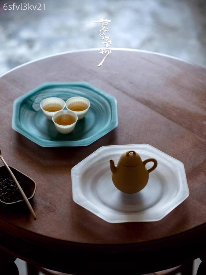 [Đa Năng] Khay bằng kính mờ Muxi, bàn khô gia dụng nhỏ, khay trà, ấm trà và đế gaiwan.