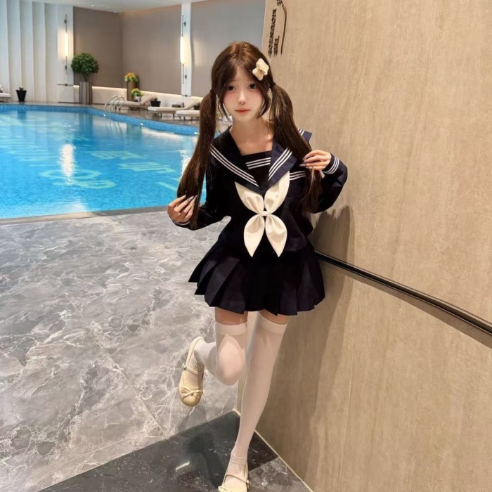 Bộ đồ thủy thủ màu lục lam Bộ đồ thủy thủ chính thống của Nhật Bản bộ đồ váy đồng phục jk