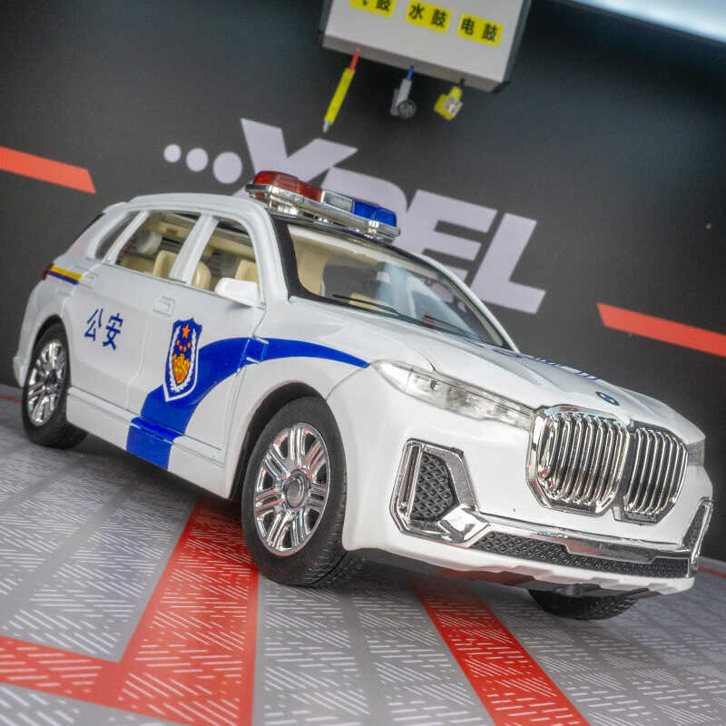 Xe CZ24552 Mô Phỏng BMW X7 Hợp Kim Cảnh Sát Xe Mô Hình Bé Trai Âm Thanh Ánh Sáng 6 Mở Cửa Đặc Biệt C