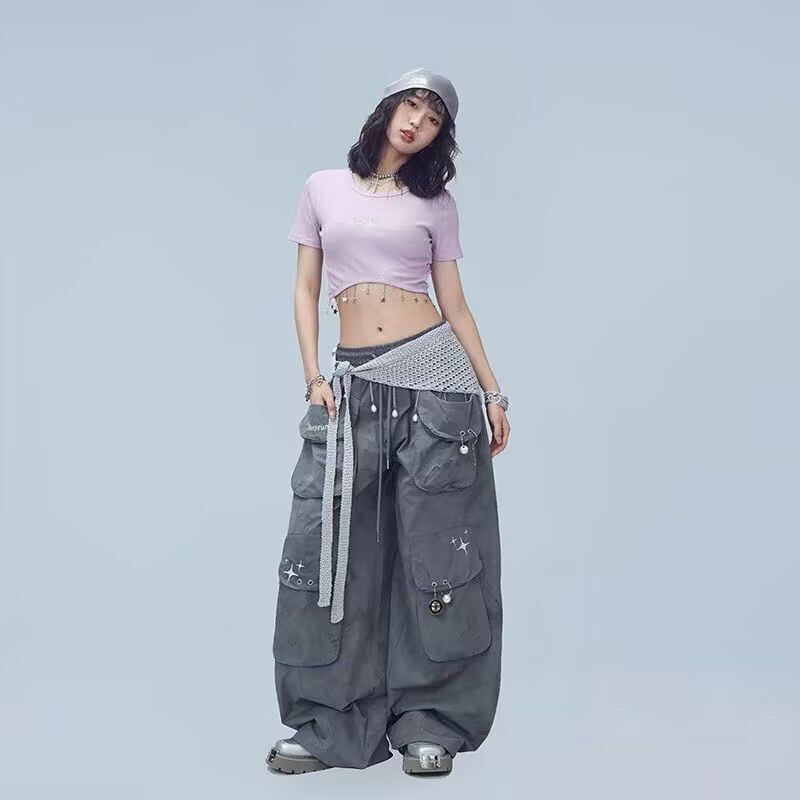 GS.ART Street Dance Street Wear Grey Tie-Dye Quần thể thao thoáng khí khô nhanh Chức năng trên