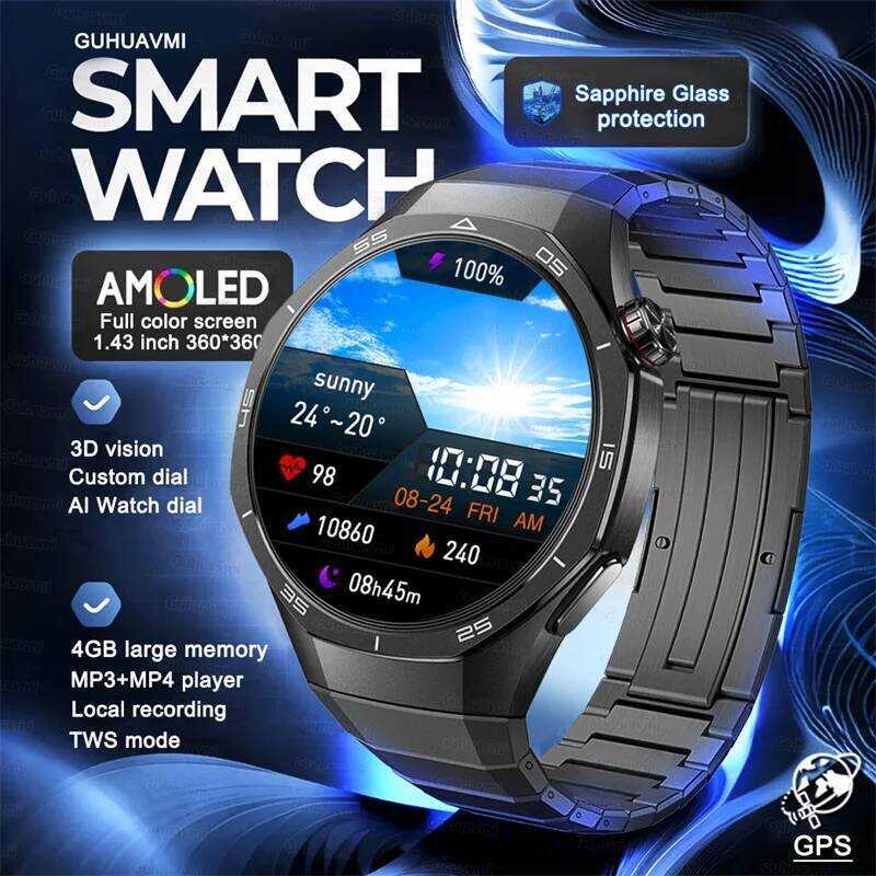 Đồng hồ thông minh DT Ultra 46mm màn hình AMOLED 1.45 inch, 5GB bộ nhớ, nhạc cục bộ, phát video, GPS