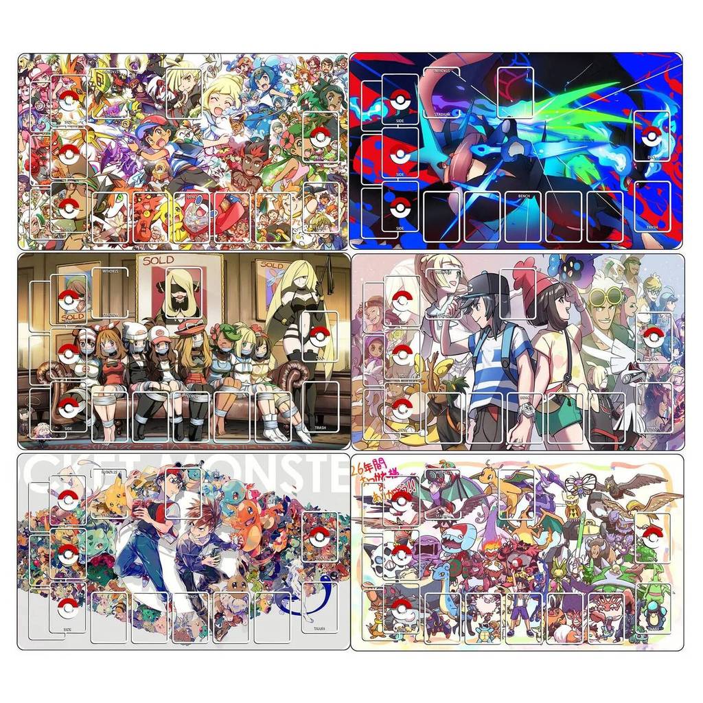 600X350X2Mm Tự Làm Ptcg Cynthia Marnie Card Battle Mat Ptcg Charizard Đơn Player Board Thẻ Trò Chơi 