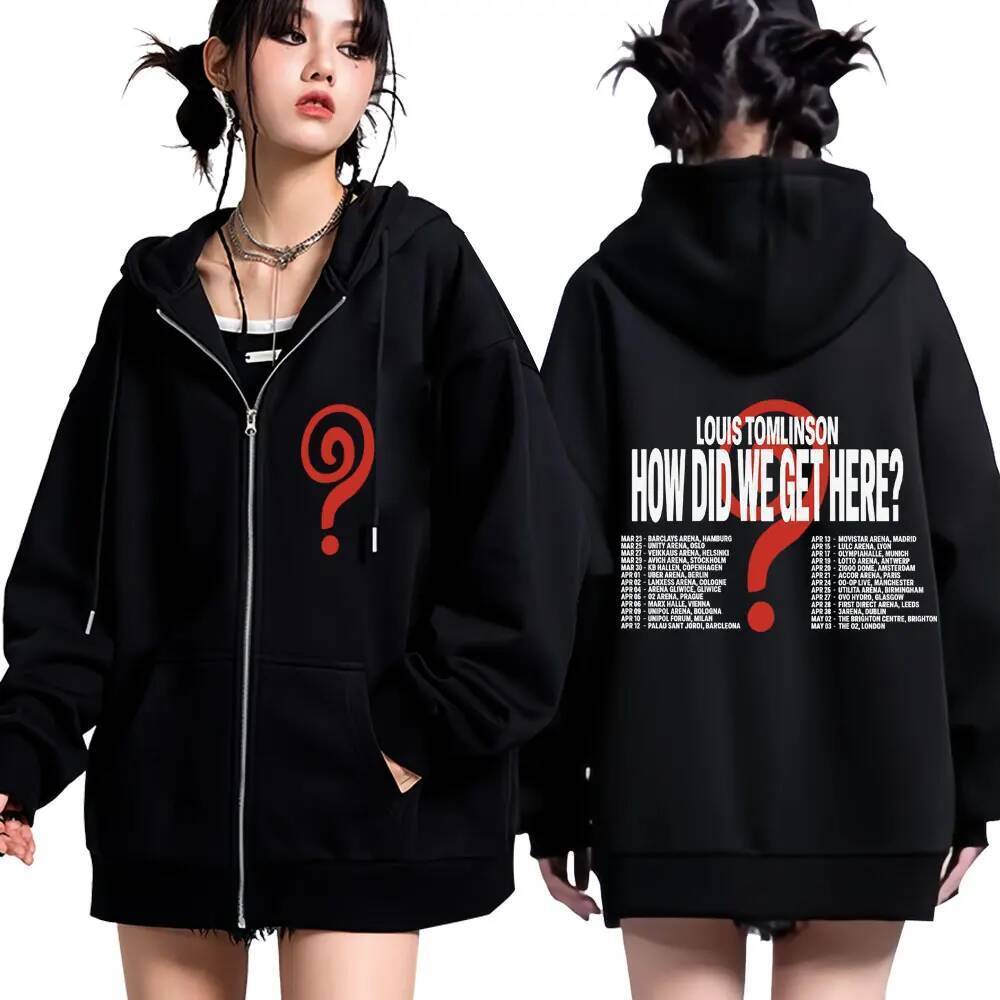Áo khoác nam nữ zip up phong cách retro hip-hop - Ca sĩ Louis Tomlinson 'Học Cách Tôi Đến Đây' Tour 