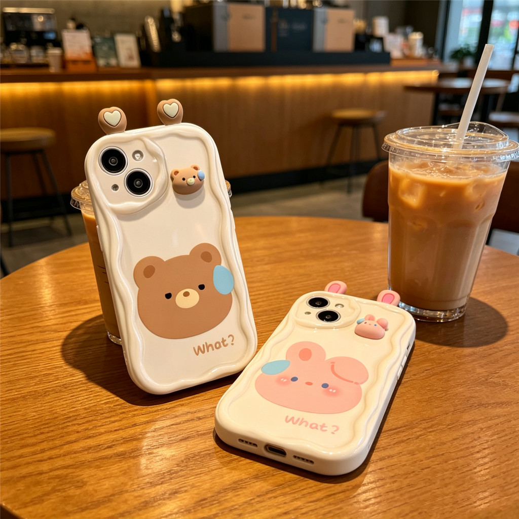 Ốp Lưng Cho Redmi 15 15C 14C 13C 13 12C 12 10C 10 3D Phim Hoạt Hình Gấu Thỏ Ốp Điện Thoại Có Tai 3D 