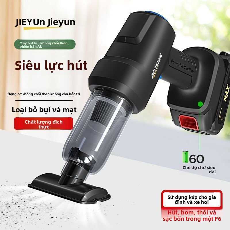 【Chính Hãng Chính Thức】Máy hút bụi ô tô cầm tay không dây Jieyun, pin lithium công suất cao, lực hút