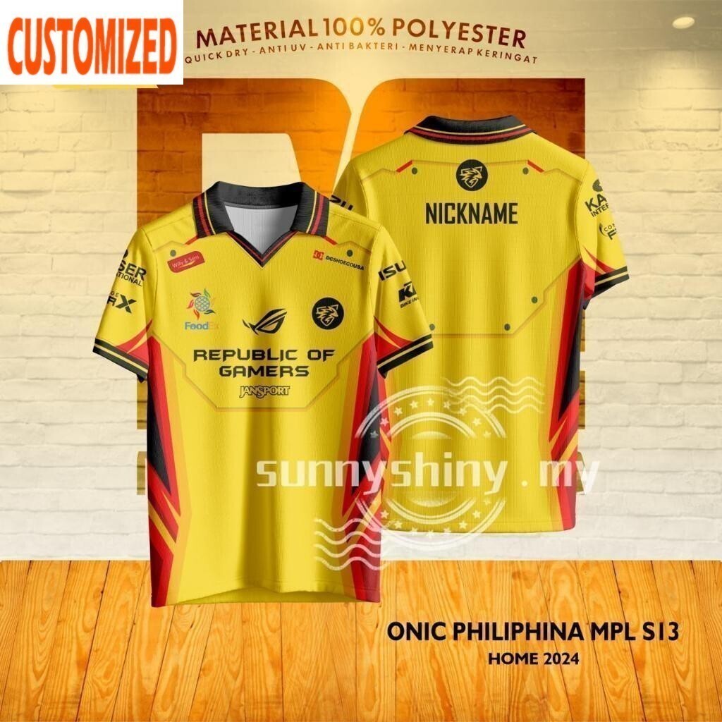 Áo thun Jersey Áo ủng hộ ONIC PHLIPHINA HOME ESPORTS MPL S13 Free NickName ESPORTS Jersey Tùy chỉnh 