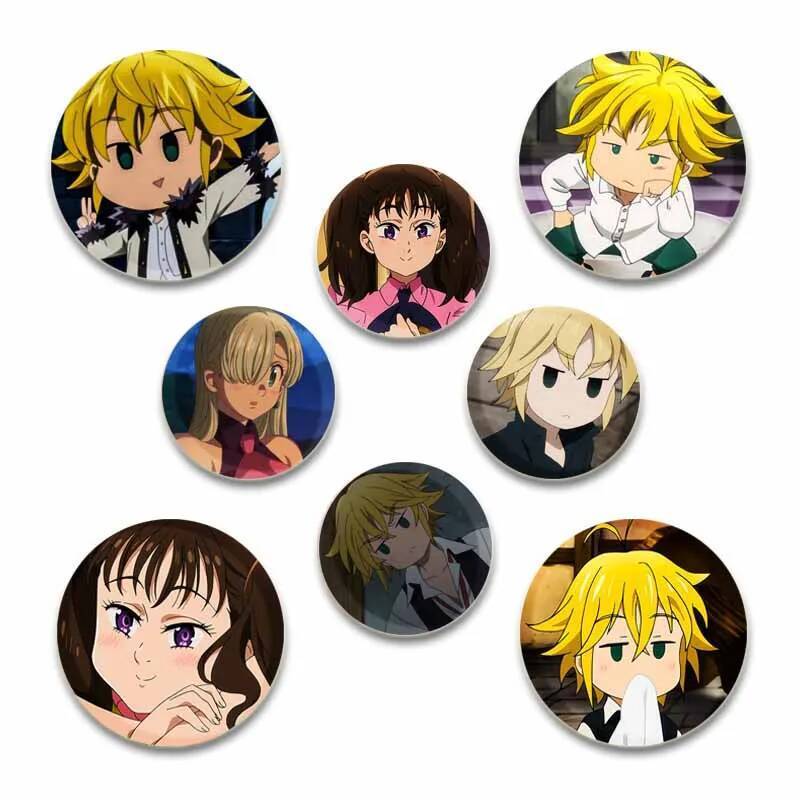 Bộ Trâm Cài Hình Nhân Vật Anime Ban, Diane, Meliodas, Gowther, Elizabeth và Liones - Phù Hợp Để Tran