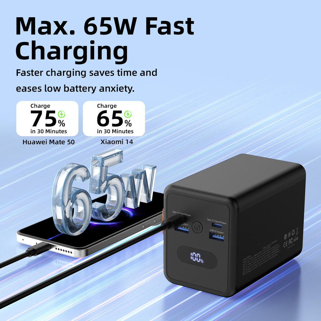 Sạc Dự Phòng 50000mAh GOOJODOQ Sạc Nhanh 65W,4 Cổng (2 Type-C + 2 USB-A),Đèn Pin SOS,Bảo Vệ Đa Chiều | BigBuy360 - bigbuy360.vn