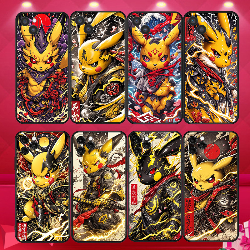 Ốp điện thoại TPU mềm màu đen cho iPhone 16 17 Pro Plus Max 16E Air Pikachu1