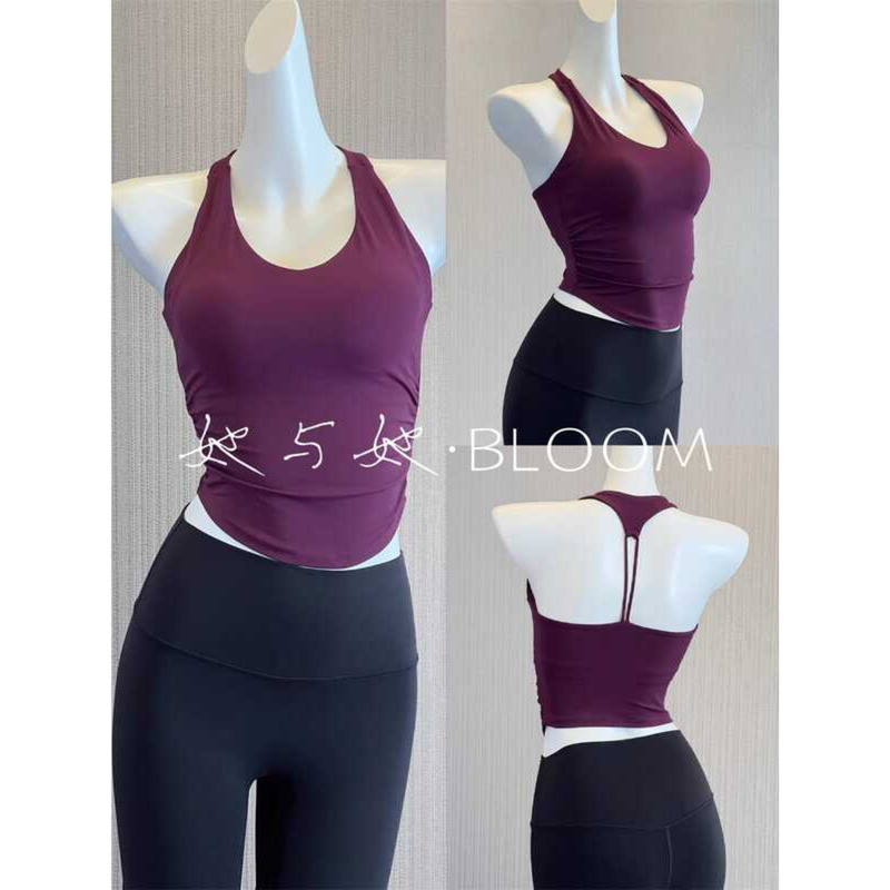 Áo Ngực Thể Thao Magenta Tím, Có Dây Rỗng, Chống Sốc Cho Yoga Và Chạy Bộ