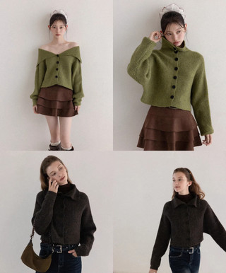  2025 Vintage cao cổ đan cardigan áo len cho phụ nữ mùa thu mới khí chất hàng đầu ngắn tay áo dài 