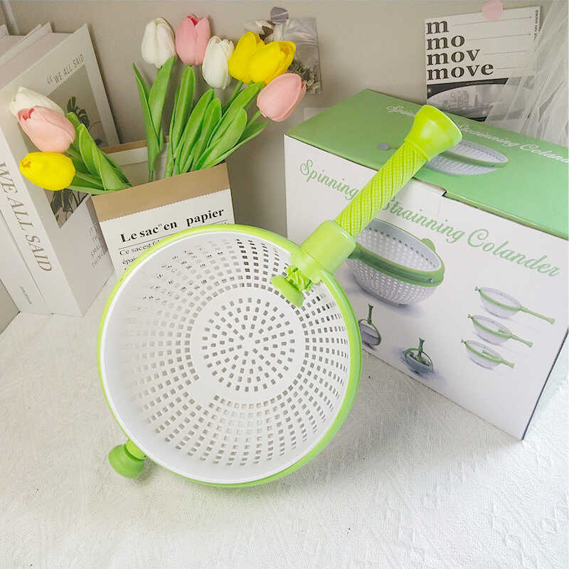 Salad Dehydrator Xoay Ly Tâm Rau Spinner Trái Cây Spinner Nhà Bếp Chậu Rửa Rau Giỏ Thoát Nước