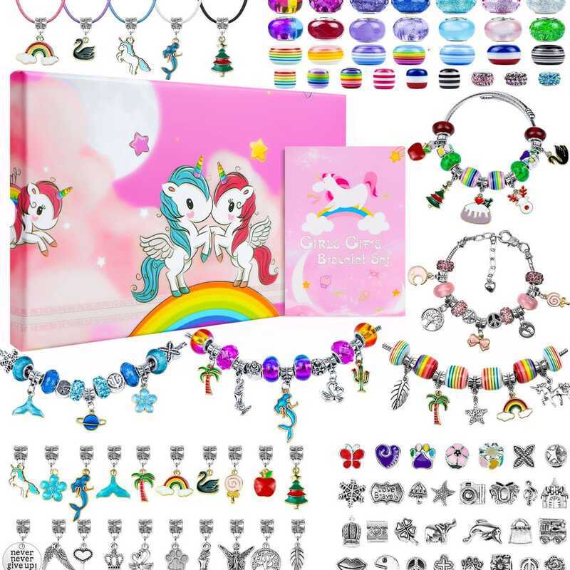 Hộp Quà Tặng Trẻ Em Tự Làm Hạt Vòng Tay Kỳ Lân Pandora Vòng Tay Bộ Vòng Tay