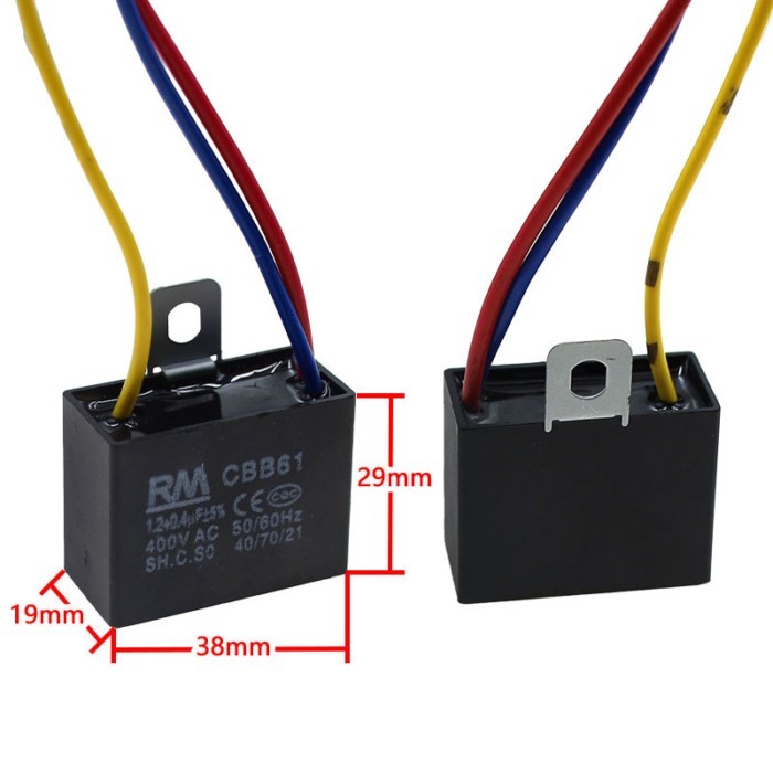 Đầu lắc sàn Quạt điện Quạt trần Đèn điều chỉnh tốc độ Tụ điện khởi động CBB61 1.2 UF + 0.4 UF 400V 3