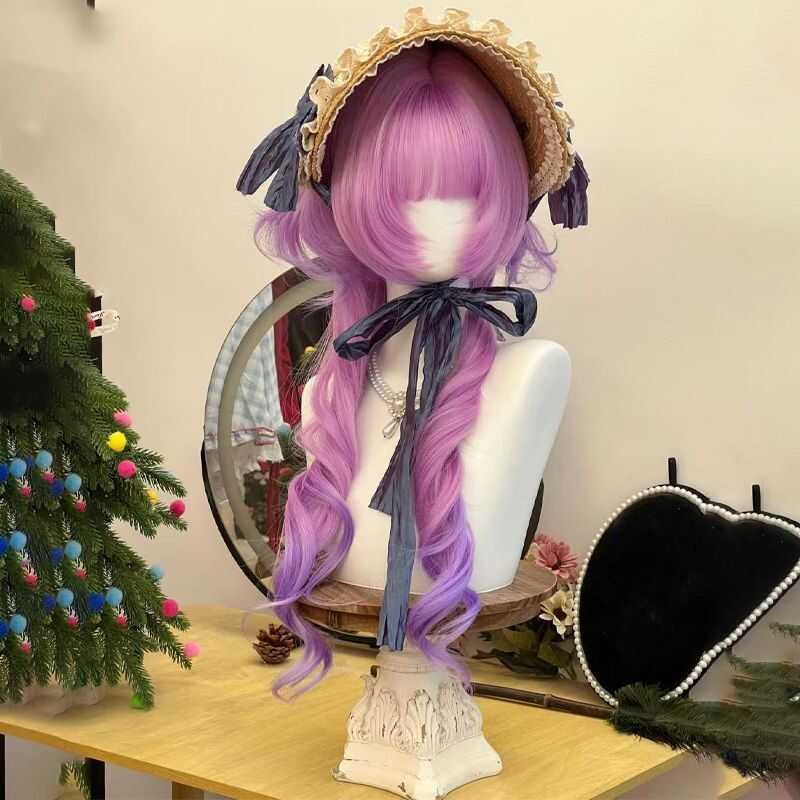 Tóc Giả Phong Cách Manga Anime với Họa Tiết Cultural Asia Tím