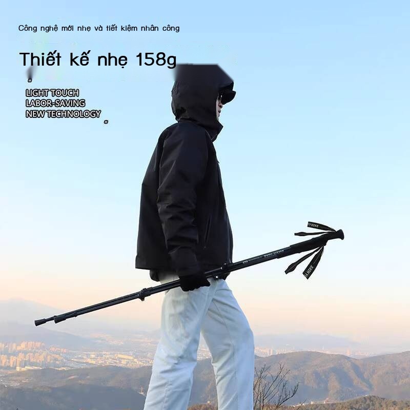 3K Fiber Leo Núi Ba Đoạn Siêu Carbon Nhôm Thiết Bị Đi Bộ Ngoài Trời Gậy Telescopic Nhẹ