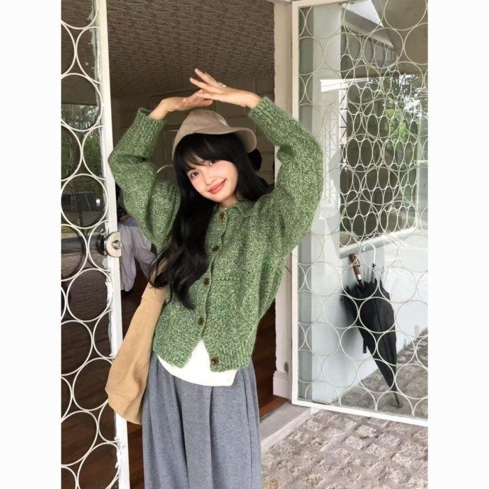 Áo khoác cardigan dệt kim có ve áo phong cách Hàn Quốc dành cho nữ áo len dáng rộng xoắn cho nữ dop | BigBuy360 - bigbuy360.vn