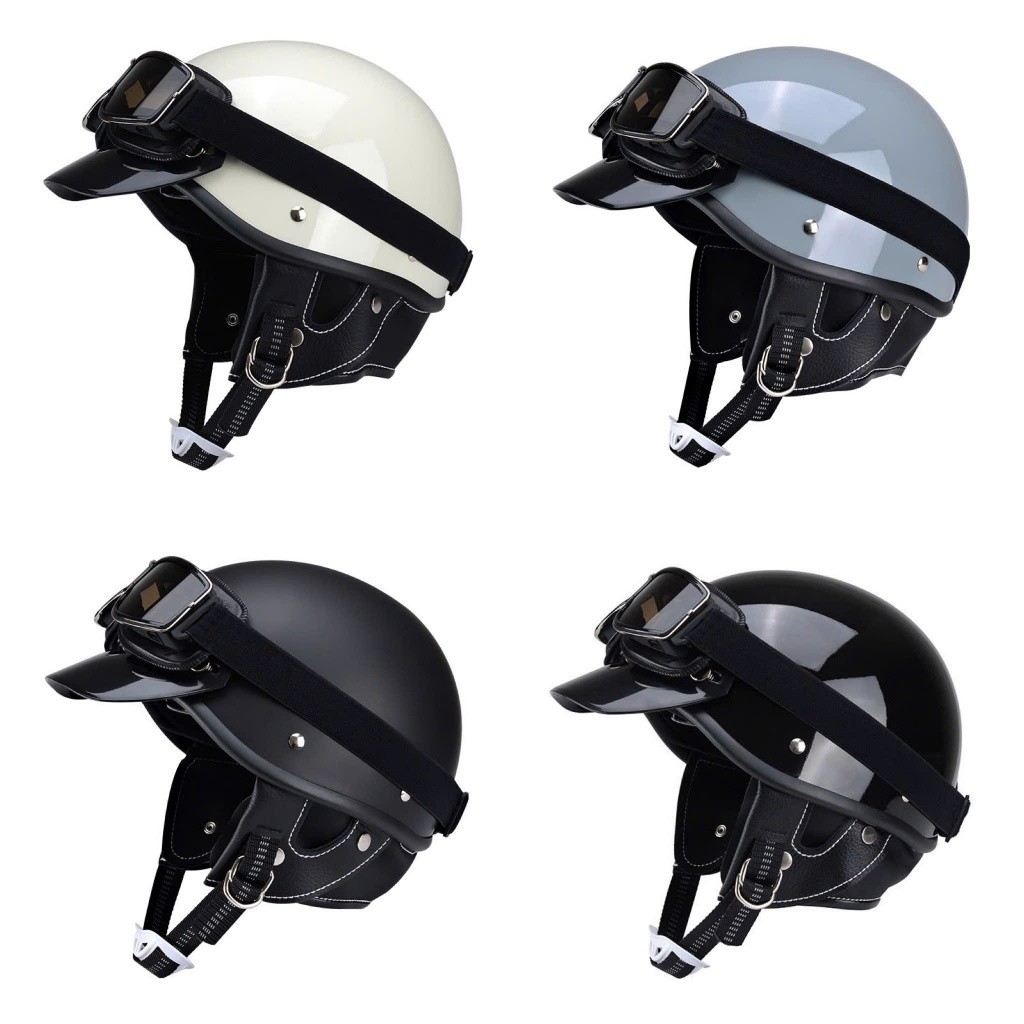 Mũ bảo hiểm Napoli N179 cap zoom đen + Kính Pilot đen Freesize [55-58cm]