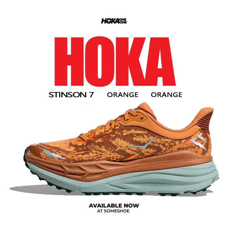 【100% Genuine】 Hoka One Stinson 7 Orange Running Shoes For Unisex Sports Sneakers 1141530-AHAB