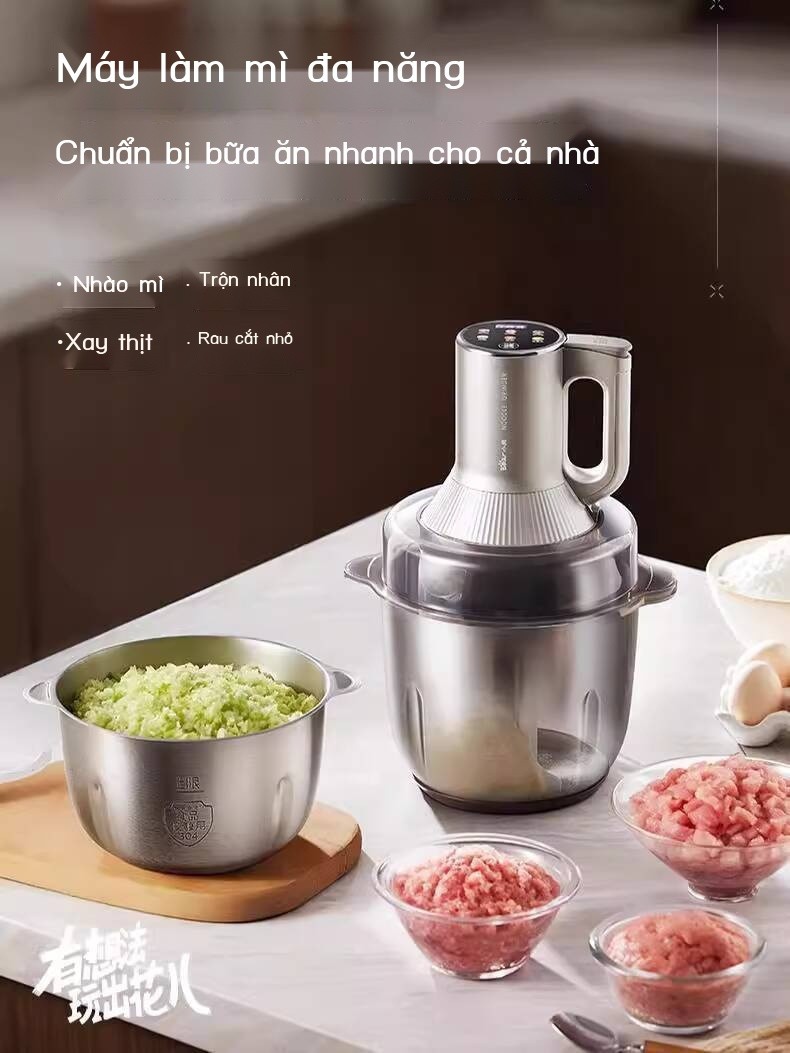 Máy thịt và trộn bột Bear, gia dụng, hoàn toàn tự động, đa chức năng, tích hợp máy xay điện nhỏ