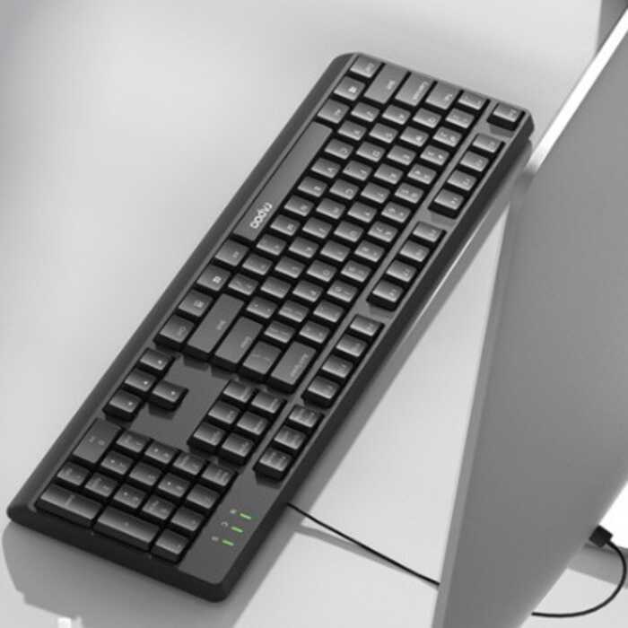 Rapoo Rapoo NK15 Bàn Phím Có Dây USB Văn Phòng Máy Tính Kinh Doanh Chống Bắn Khắc Laser Keycap Đen